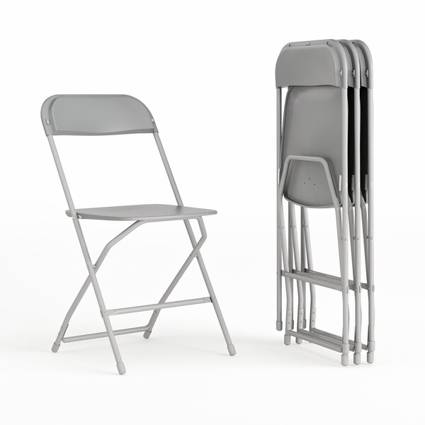 Flash Furniture Hercules Series Plastic Folding Chair Grey - 4 LB Weight Capacity Comfortable Event Chair-Lightweight Folding Chair, PK4 4-LE-L-3-GREY-GG - main